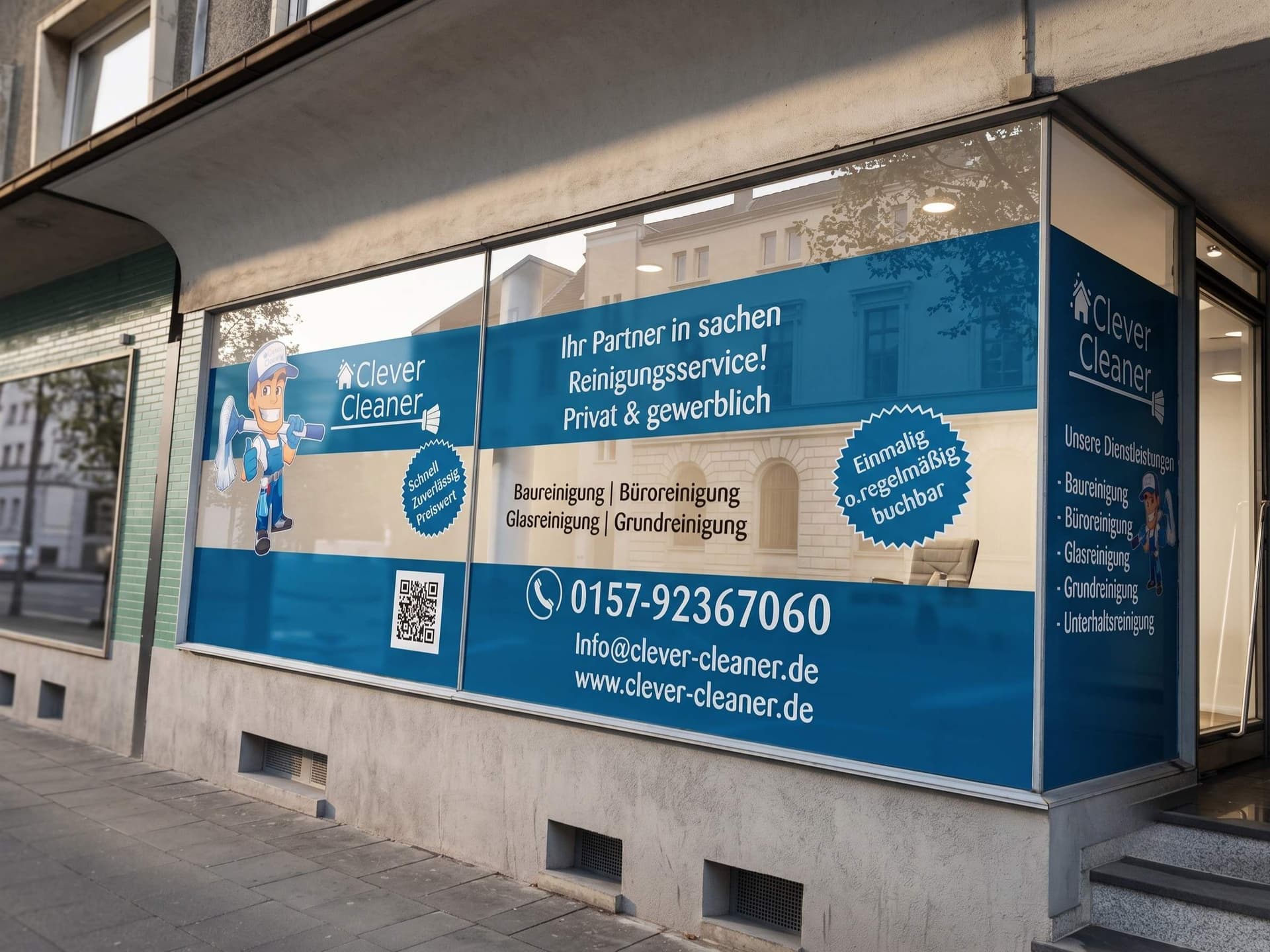 Clever Cleaner: Schaufensterfolierung & Textildruck
